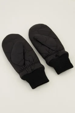 Moufles Noires Avec Cœurs Rembourrés
