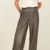 Pantalon à Fines Rayures Gris Métallisé