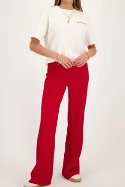 Pantalon à Plis Rouge Bordeaux