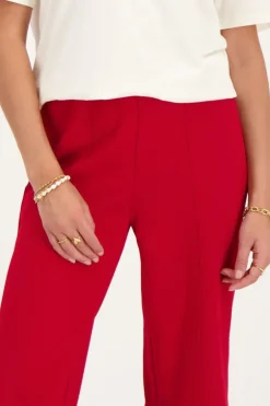 Pantalon à Plis Rouge Bordeaux