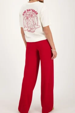 Pantalon à Plis Rouge Bordeaux