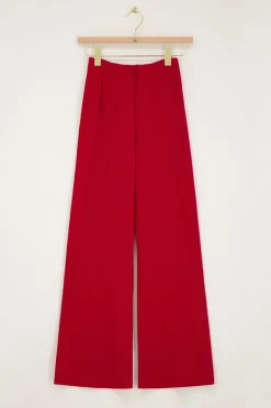 Pantalon à Plis Rouge Bordeaux