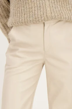 Pantalon Ample Beige En Similicuir
