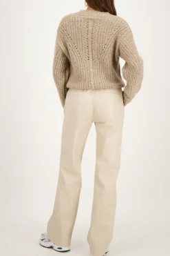 Pantalon Ample Beige En Similicuir