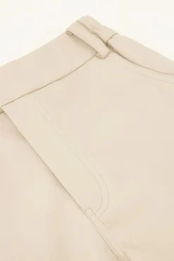Pantalon Ample Beige En Similicuir