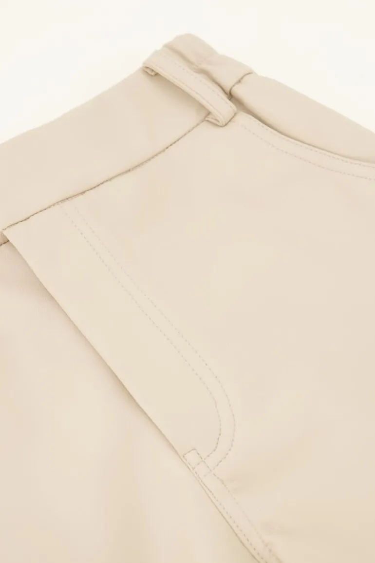 Pantalon Ample Beige En Similicuir