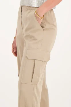 Pantalon Cargo Beige Avec Taille élastique