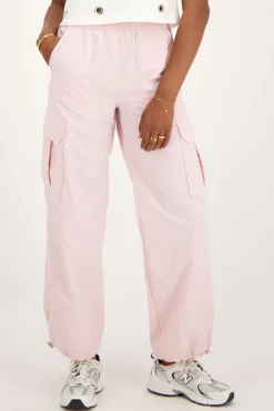 Pantalon Cargo Rose Pâle Avec Ceinture élastique