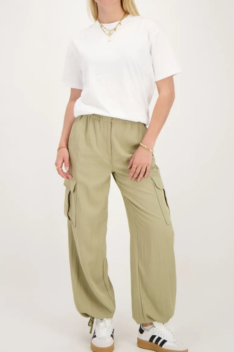 Pantalon Cargo Vert Avec Taille élastique