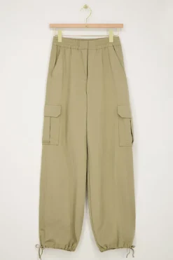 Pantalon Cargo Vert Avec Taille élastique