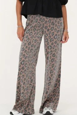 Pantalon Crinkle Imprimé Léopard Avec Taille élastique