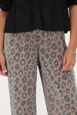 Pantalon Crinkle Imprimé Léopard Avec Taille élastique