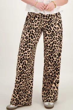 Pantalon Droit à Imprimé Léopard