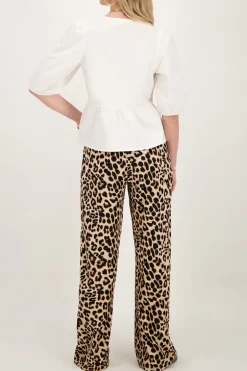 Pantalon Droit à Imprimé Léopard