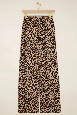 Pantalon Droit à Imprimé Léopard