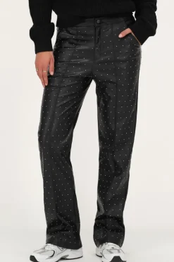 Pantalon Droit Noir à Clous