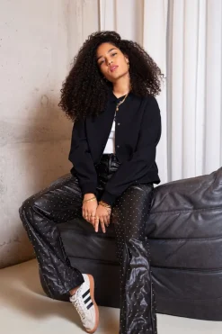 Pantalon Droit Noir à Clous