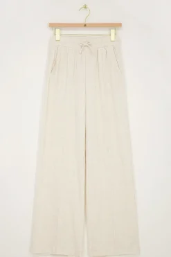 Pantalon En Lin Beige à Pinces