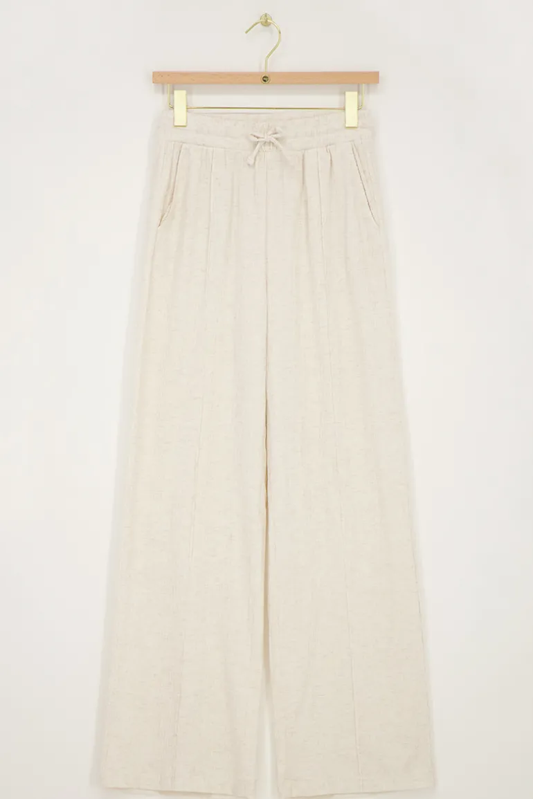 Pantalon En Lin Beige à Pinces
