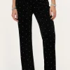 Pantalon En Velours Noir Avec Perles