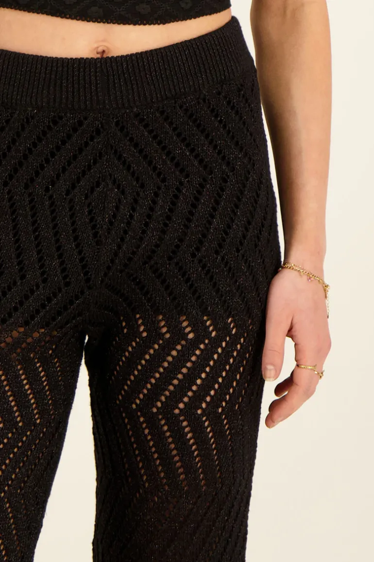 Pantalon Flare Noir En Lurex
