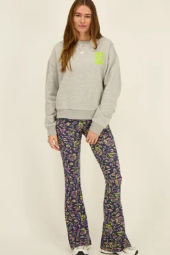 Pantalon Flared Bleu Marine à Imprimé Cachemire