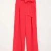 Pantalon Fluide Corail Avec Ceinture