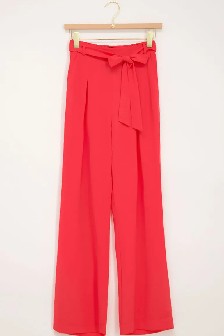 Pantalon Fluide Corail Avec Ceinture