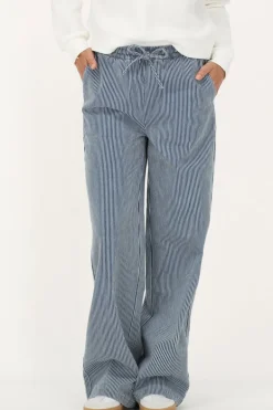 Pantalon Large à Rayures Bleues Et Blanches Avec Ceinture élastique