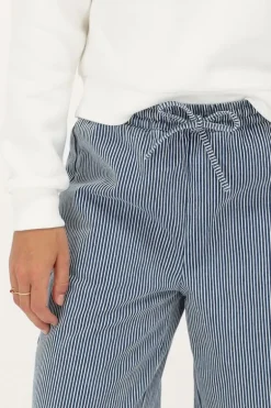 Pantalon Large à Rayures Bleues Et Blanches Avec Ceinture élastique