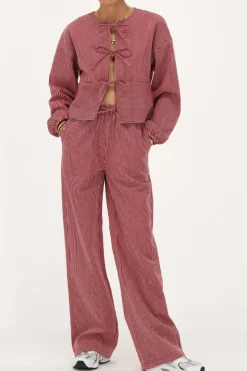 Pantalon Large à Rayures Rouges Et Blanches Avec Ceinture élastique
