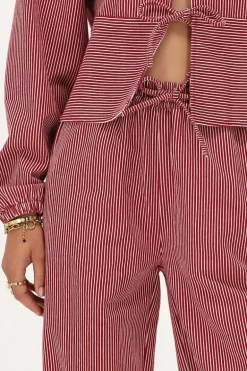 Pantalon Large à Rayures Rouges Et Blanches Avec Ceinture élastique