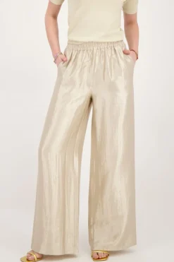 Pantalon Large Beige Satiné