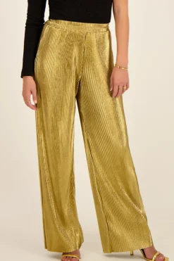 Pantalon Large Doré & Plissé
