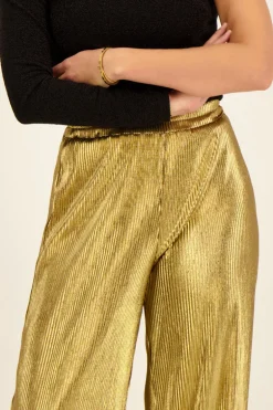 Pantalon Large Doré & Plissé