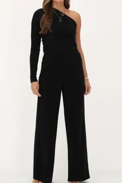 Pantalon Large En Lurex Noir
