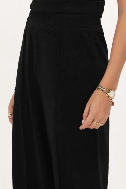 Pantalon Large En Lurex Noir