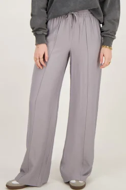 Pantalon Large Gris Avec Ceinture élastique