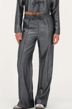 Pantalon Large Gris Foncé Avec Lurex