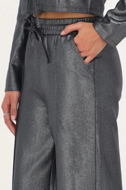 Pantalon Large Gris Foncé Avec Lurex