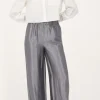 Pantalon Large Gris Satiné