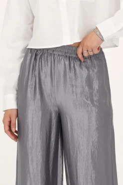 Pantalon Large Gris Satiné