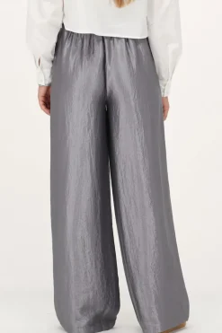 Pantalon Large Gris Satiné