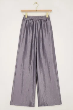 Pantalon Large Gris Satiné