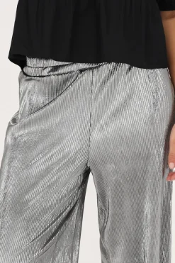 Pantalon Large Plissé Argenté