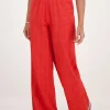 Pantalon Large Rouge Avec Ceinture élastique
