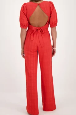 Pantalon Large Rouge Avec Ceinture élastique