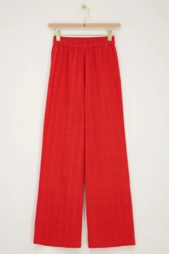 Pantalon Large Rouge Avec Ceinture élastique