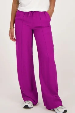 Pantalon Large Violet Avec Ceinture élastique