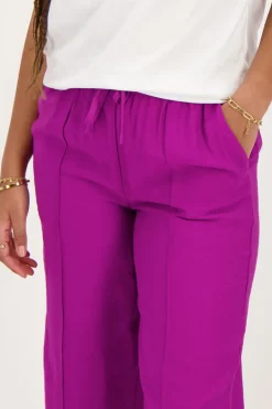 Pantalon Large Violet Avec Ceinture élastique